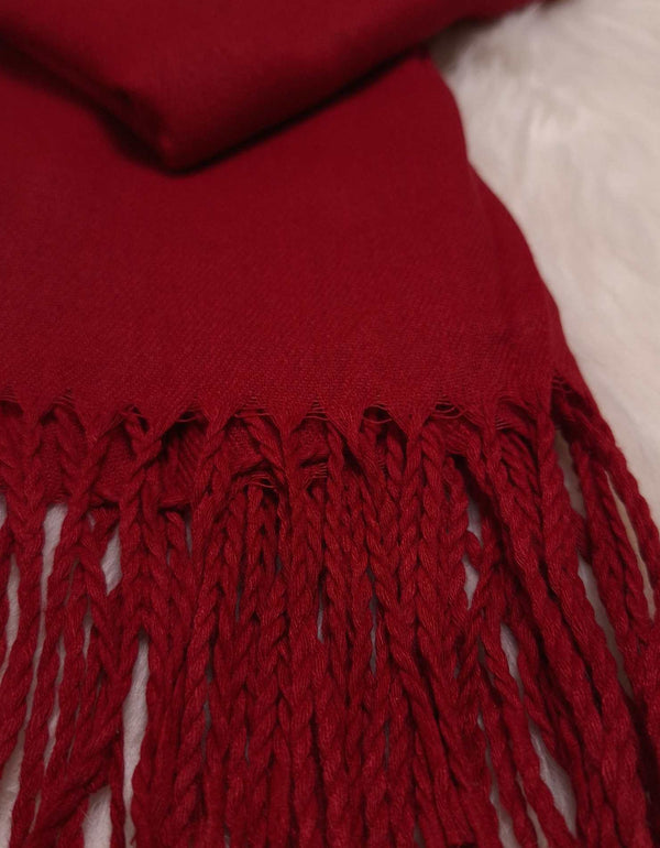 Plain Cashmere Hijab- Deep Red