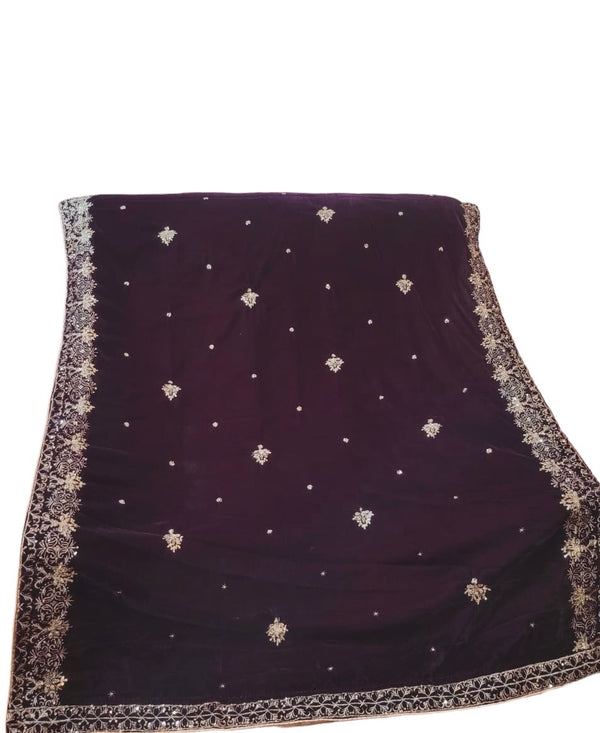 Embroidered Shawl-Plum