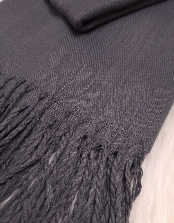 Plain Cashmere Hijab- Charcoal