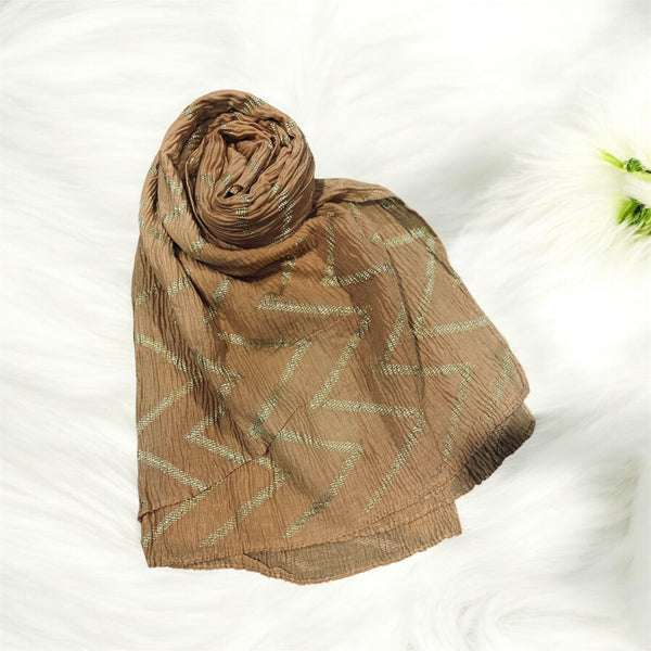 Viscose Pleated Hijabs - Beige Brown