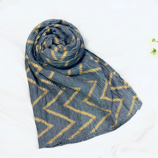 Viscose Pleated Hijabs - Graphite Blue