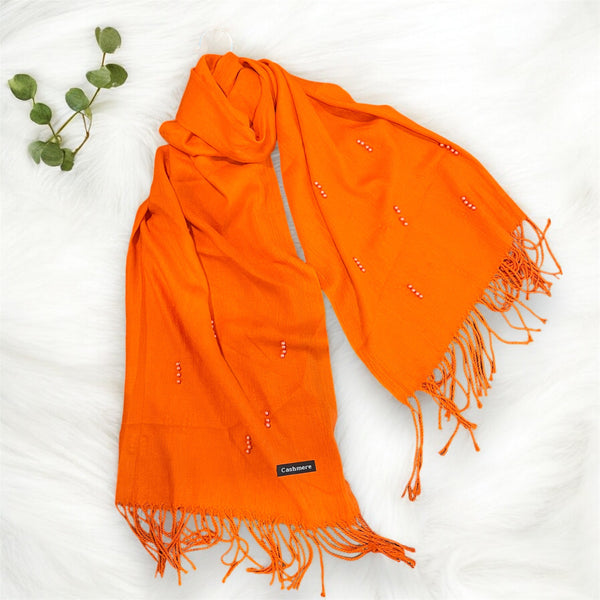 Pearl Cashmere Hijab- Tangy Orange