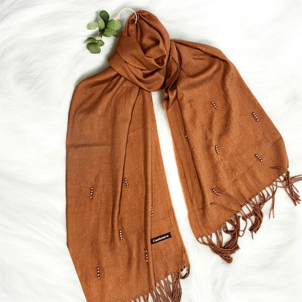 Pearl Cashmere Hijab- Cinnamon brown