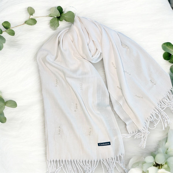 Pearl Cashmere Hijab- White