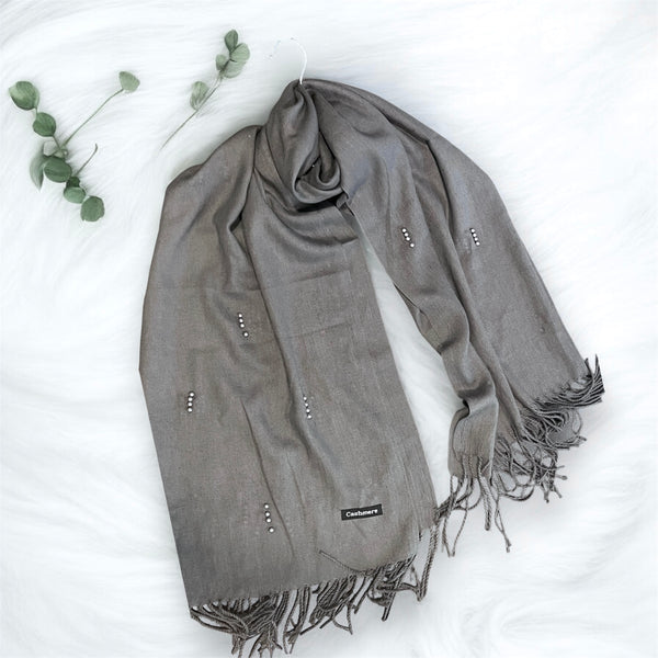 Pearl Cashmere Hijab- Charcoal