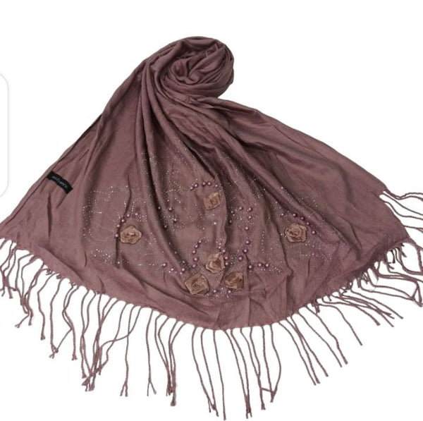 Pearl Flower Cashmere Hijab- Mauve