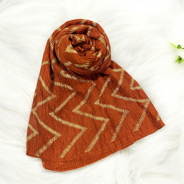 Viscose Pleated Hijabs - Rust