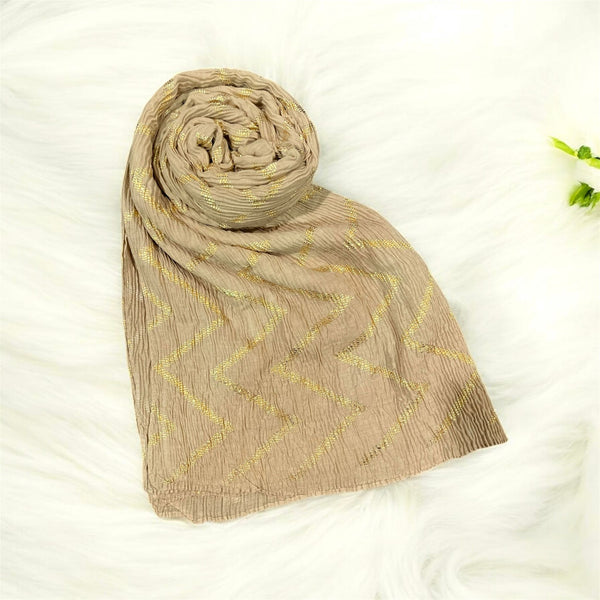 Viscose Pleated Hijabs - Dull Gold